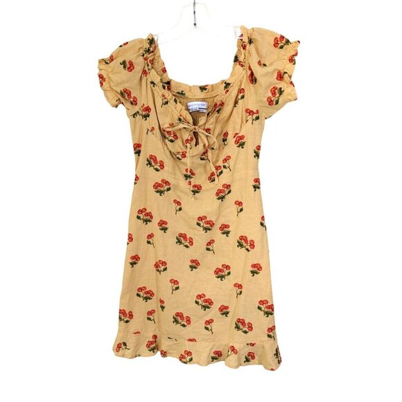 Urban Outfitters Magpie Mini Dress Small Cherry Cotton Off Shoulder Cotton Girly - Picture 2 of 7